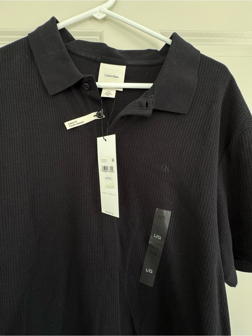 Calvin Klein Men’s Black Ribbed Short-Sleeve Polo